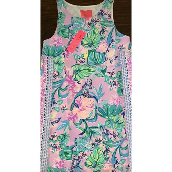 Lilly Pulitzer Mermaid In The Shade Jackie Purple Green Silk Shift Dress New XS - Picture 6 of 9